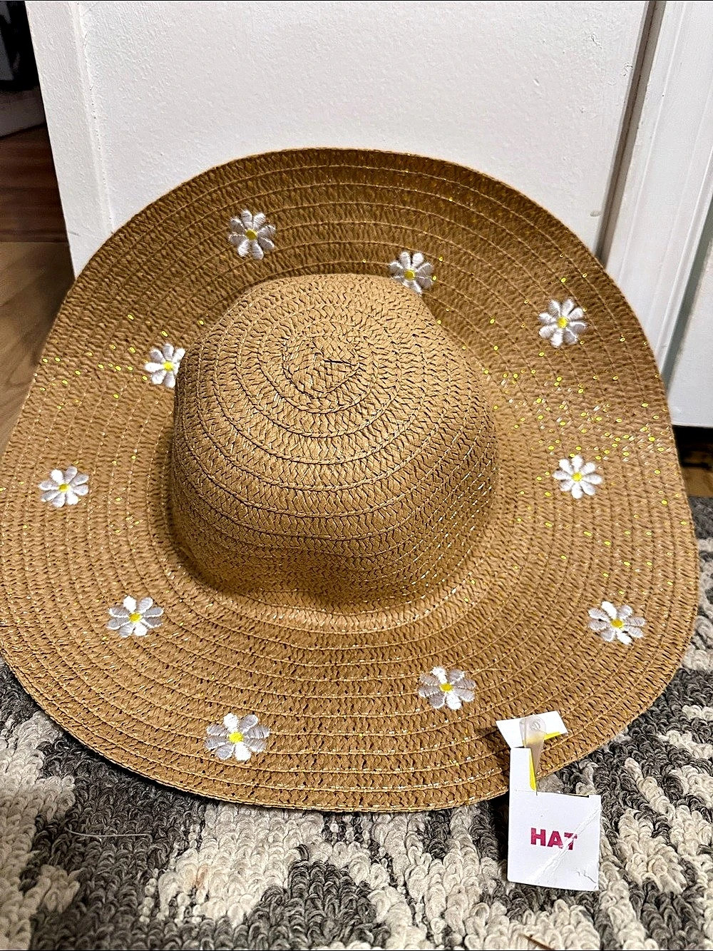 Floral Straw Sun Hat Brown